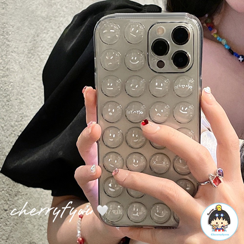 Ốp Điện Thoại TPU Dẻo Họa Tiết Mặt Cười Đơn Giản Chống Sốc Cho IPhone 14 13 12 11 Pro Max