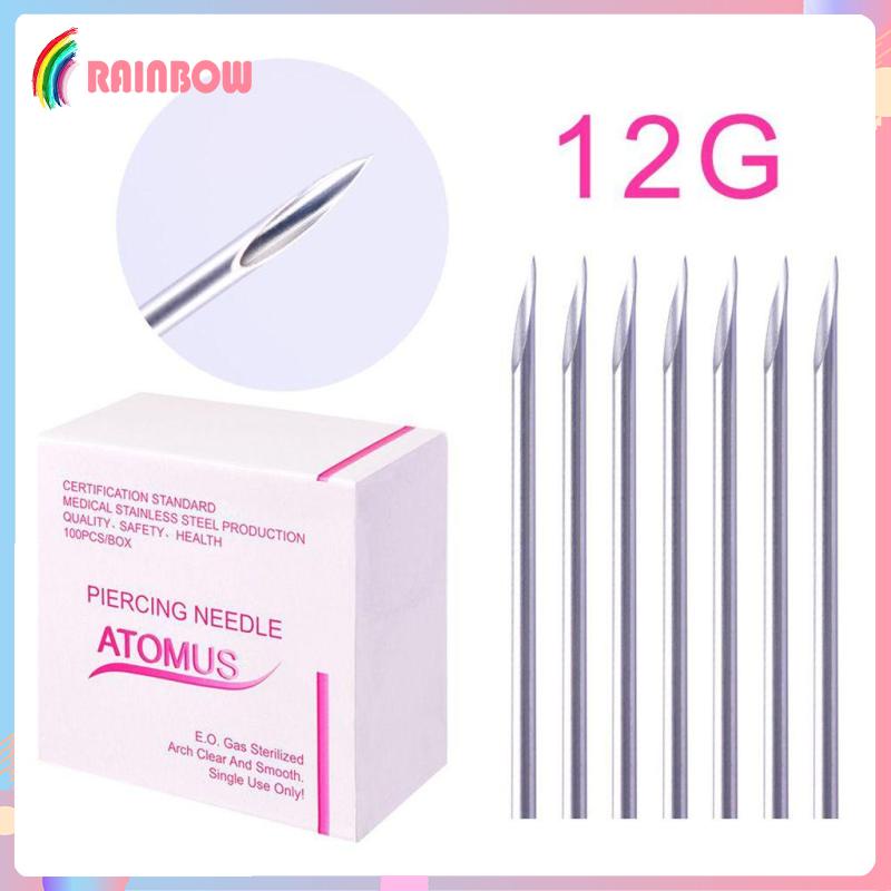 Bộ 100 Kim Xỏ Khuyên Bằng Thép Không Gỉ Hahaha1 12 / 14 / 16 / 18 / 20G