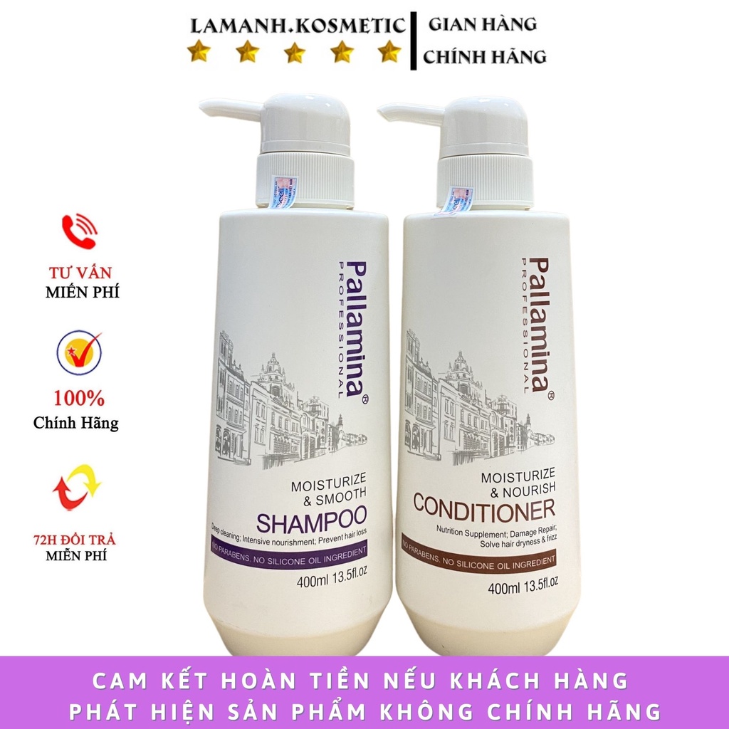 Dầu Gội pallamina keratin complex kiềm dầu siêu phục hồi mềm mượt chống rụng tóc hương thơm nước hoa cặp 400ml -750ml