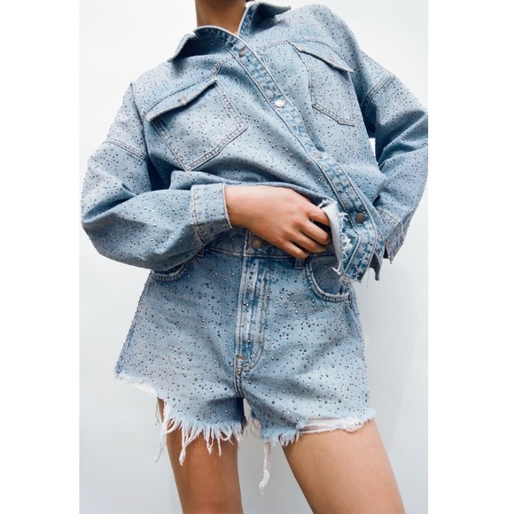 Quần denim đính hạt ZARA AUTH