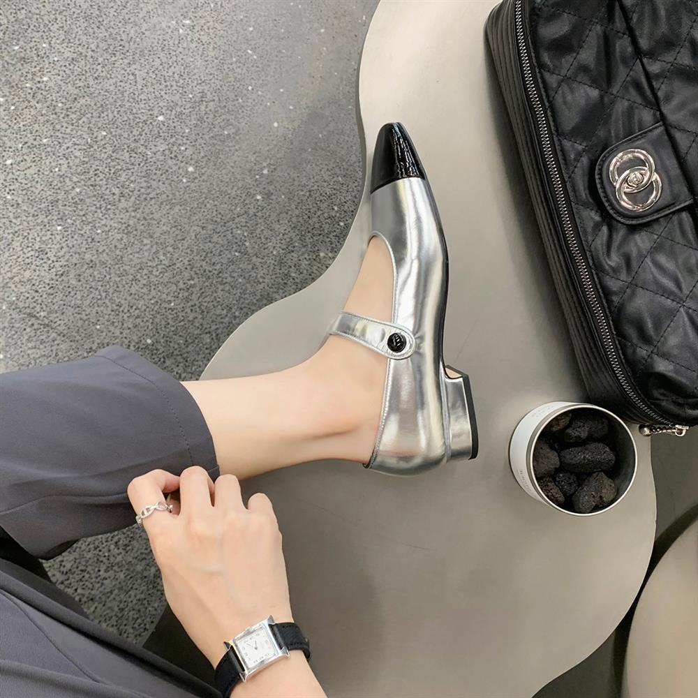 Giày Búp Bê Gót Dày Một Dây Màu Sắc Retro Pháp Thời Trang 2022 Cho Nữ