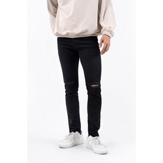 Quần Jeans đen rách gối có độ co giãn form Skinny 10F20DPA101CR1 | LA STORE MENSWEAR