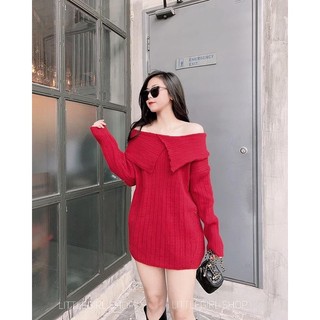 Áo len trễ vai xẻ vạt trước mặc 2 kiểu Lipeo.store
