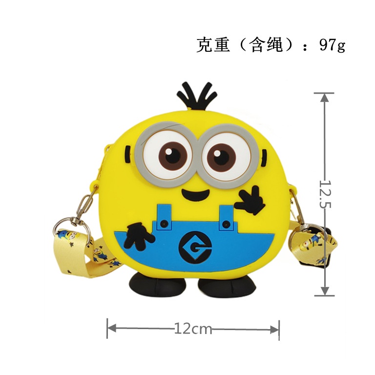 Túi Đeo Chéo silicon Hình Minion Siêu Đẹp Cho Bé trai bé gái màu vàng dễ thương Fullbaby 023