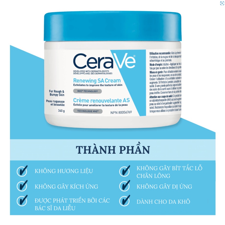 Kem Dưỡng Ẩm Dành Cho Da Khô Ráp Sần Sùi CeraVe SA Smoothing Cream 340g