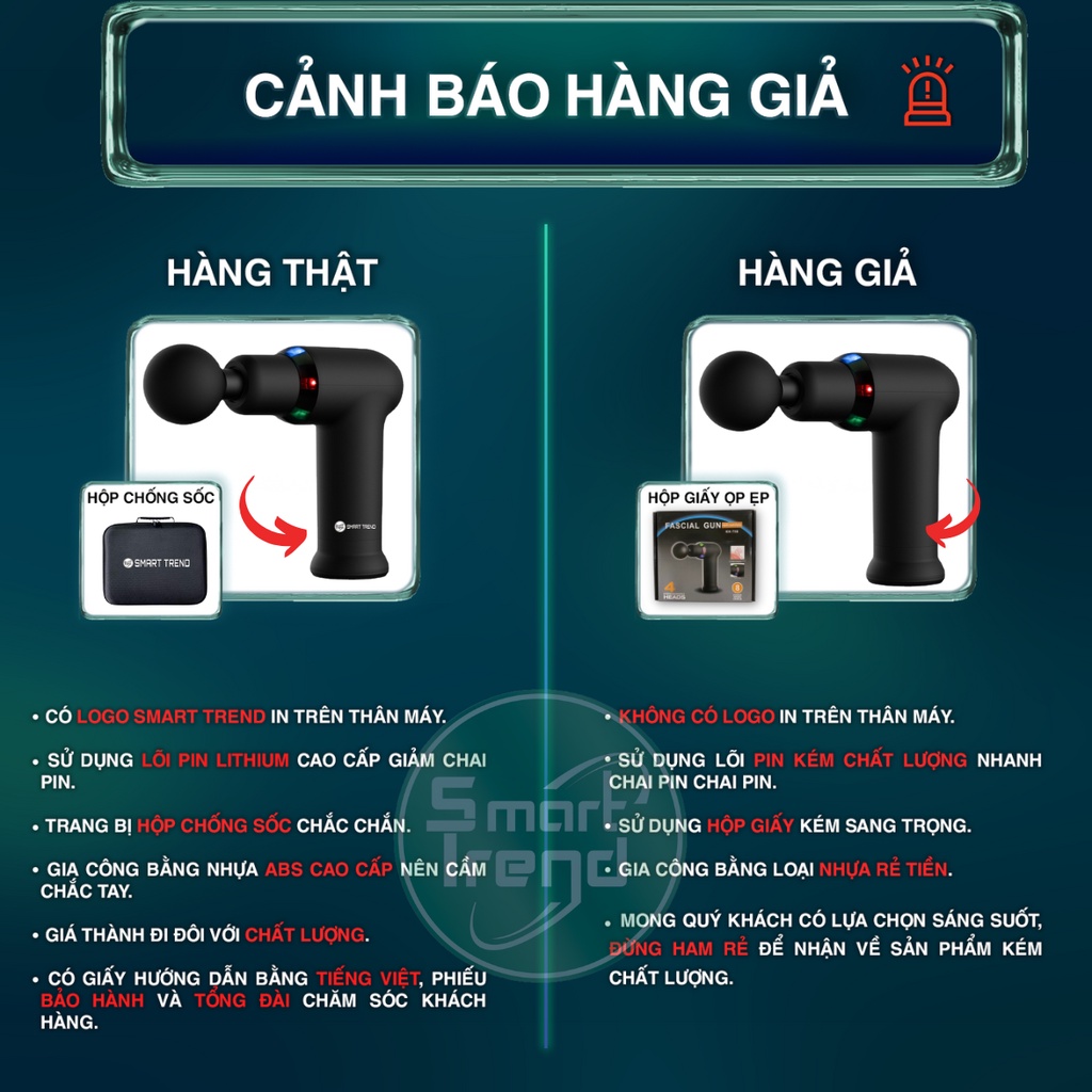 Máy massage cầm tay đấm lưng có chức năng làm nóng 4 đầu 8 chế độ cao cấp Smartrend MSĐ