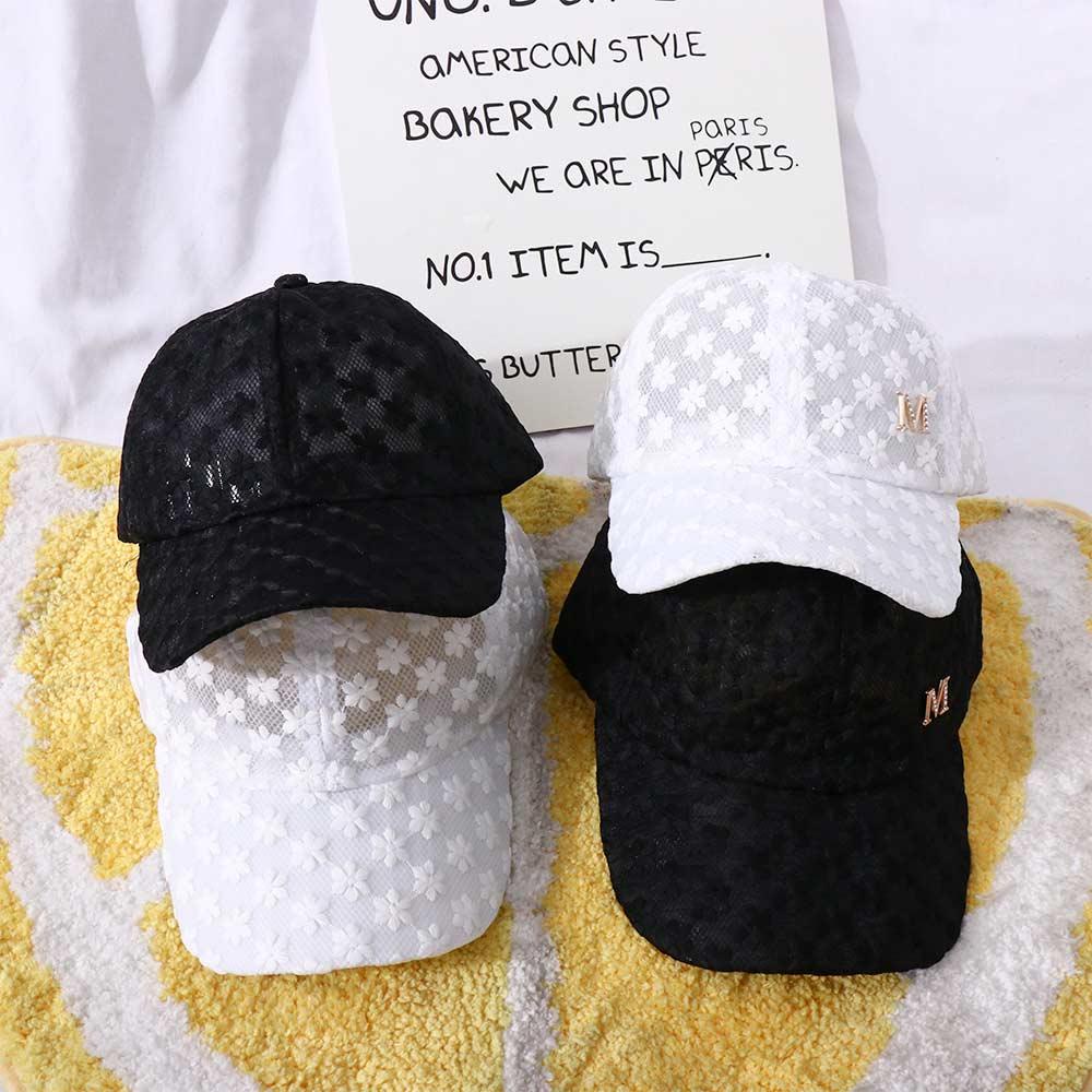 Mũ Lưỡi Trai Phối Lưới Họa Tiết Hoa Thời Trang Hàn Quốc Cho Nữ