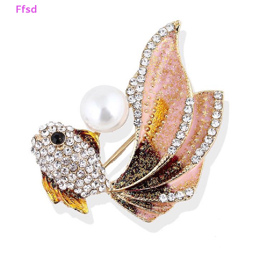 1 Ghim Cài Áo Hình Cá Vàng Đính Đá Pha Lê