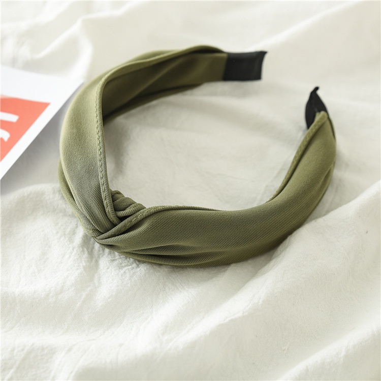 Băng Đô Vải Bản Rộng Thắt Nút Chéo Màu Trơn Chống Trượt 10 Màu Tùy Chọn Mới