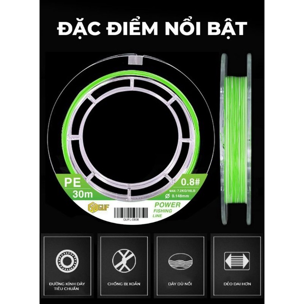 Thẻo dù Pe X8 Kim Long 30M chính hãng YGK