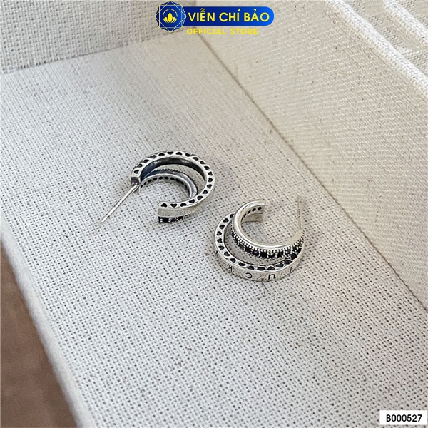 Bông tai Lucky cá tính chất liệu bạc Thái 925 thời trang phụ kiện trang sức nữ Viễn Chí Bảo B000527