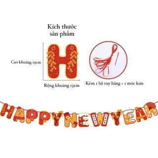Set dây treo trang trí Tết Happy New Year Chúc mừng năm mới màu đỏ - Gọn Decor