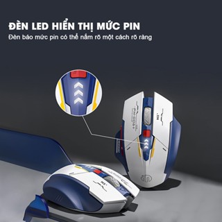Chuột máy tính không dây gaming TEKKIN INPHIC F9 GUNDAM pin sạc 6 nút công thái học silent tắt tiếng chống ồn