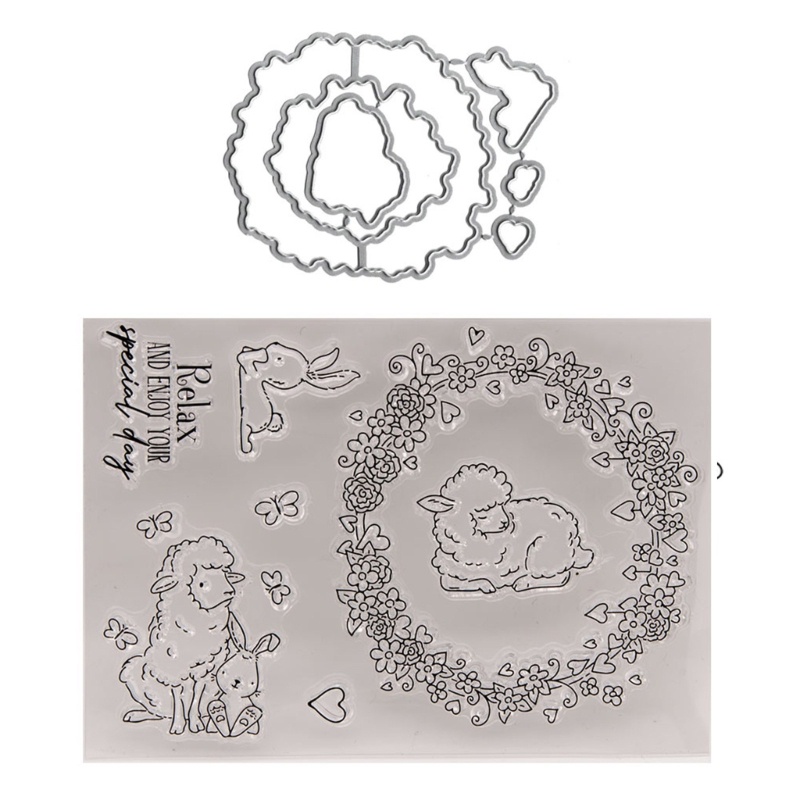 Bộ Khuôn Cắt Hình Làm Thẻ Trang Trí Album Hình Thỏ Phục Sinh / Cừu Bằng Kim Loại DIY