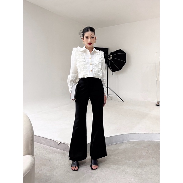 ÁO SƠ MI TAY DÀI BÈO NGỰC DÁNG CROPTOP SANG CHẢNH SM75 - TINFOUR