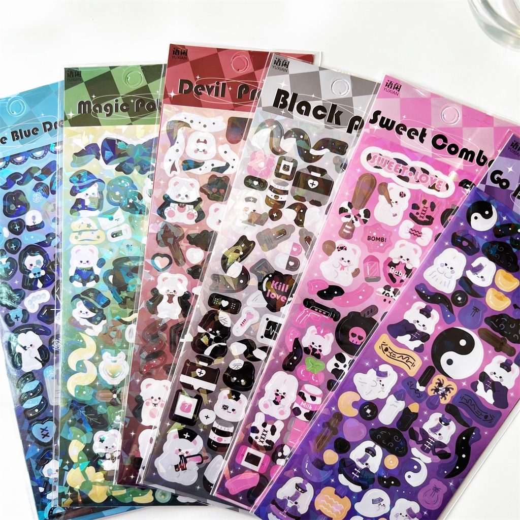 Zanmo tờ nhãn dán sticker thỏ y tá laser dễ thương decor toploader