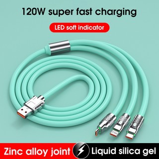 Cáp Sạc Siêu Nhanh 120w 6a 3 Trong 1 Typec Ios Micro Usb Quick Charge Data Cable CUD01