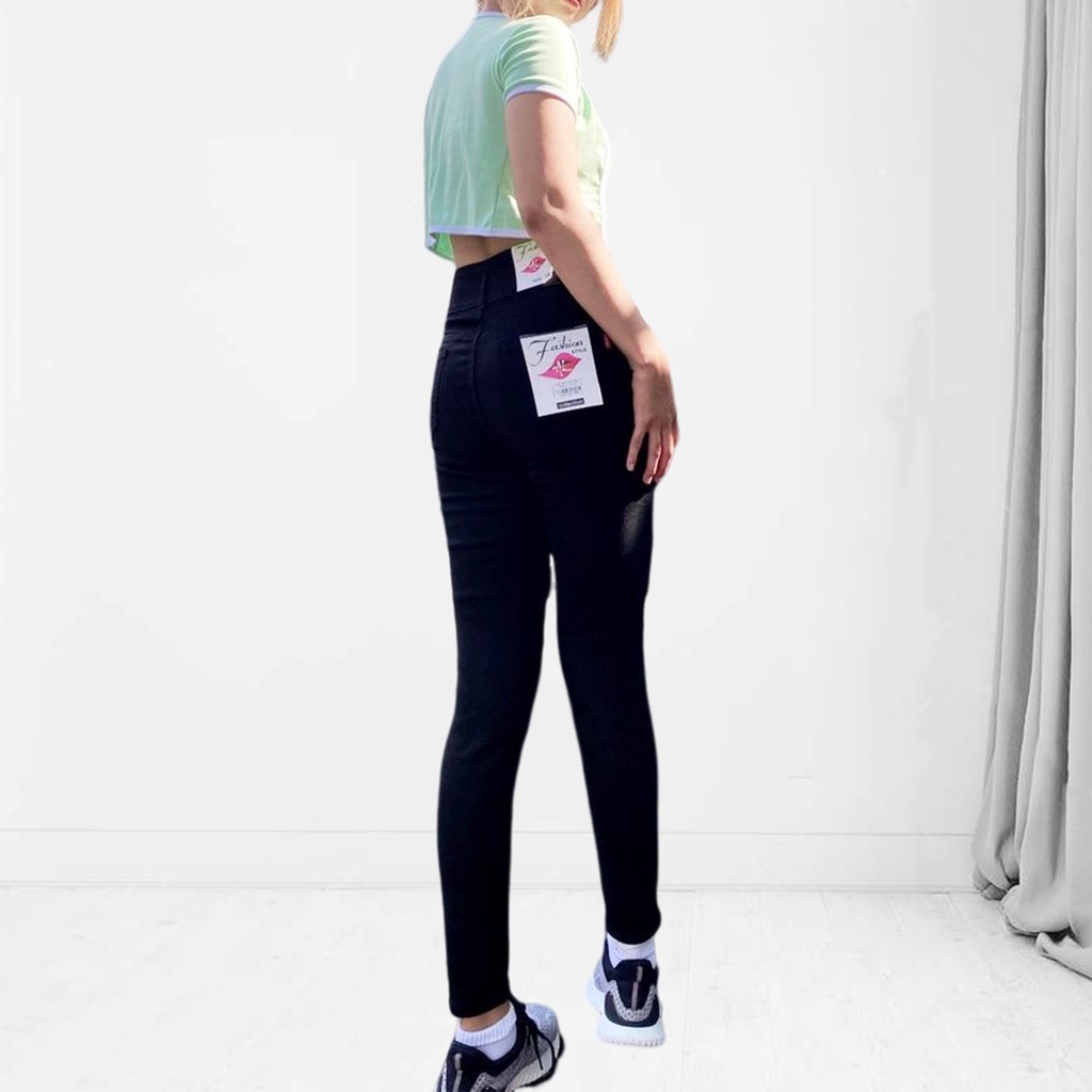 Quần jeans skinny cạp cao 2 cúc dài 98cm  - quần bò lưng siêu cao co giãn