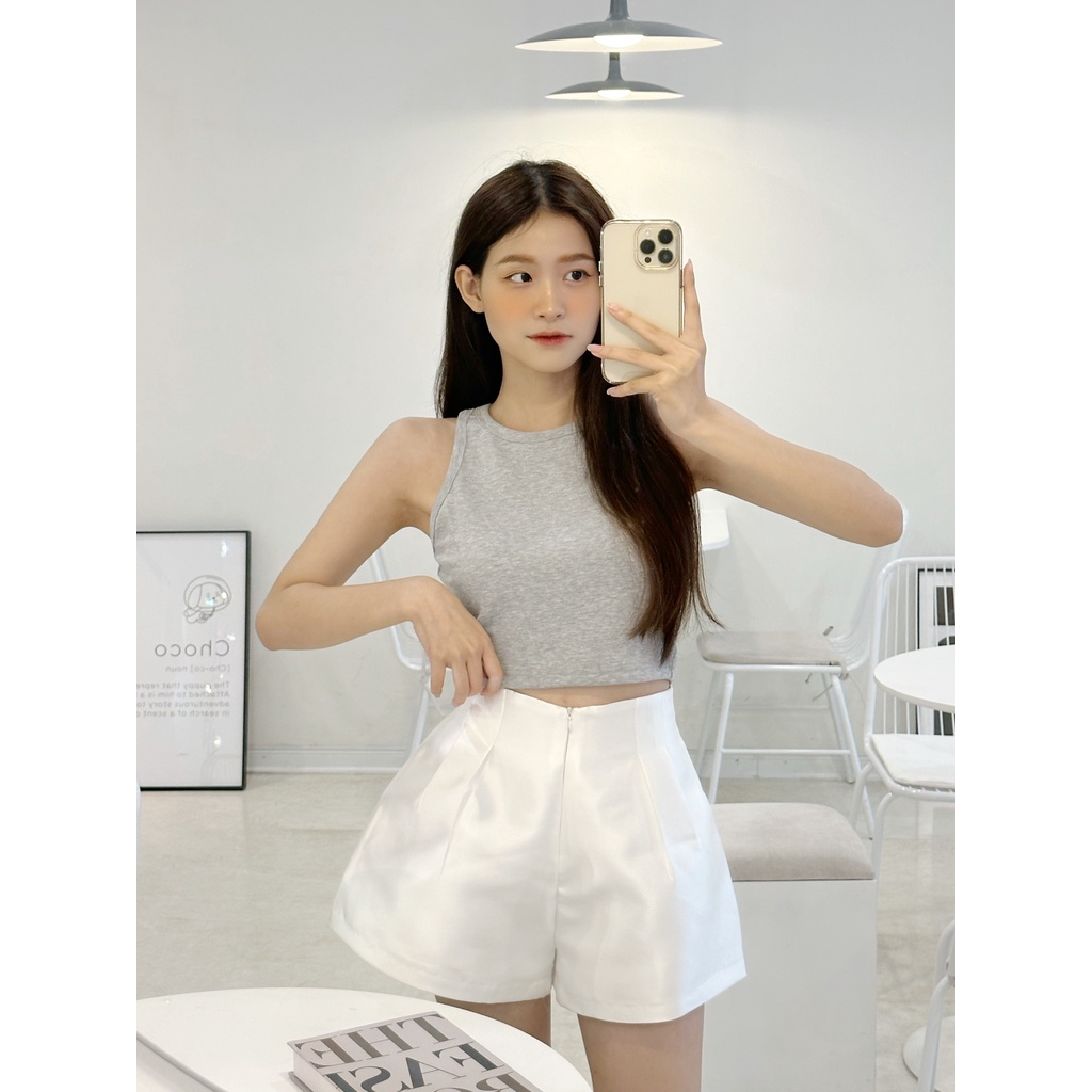 YU CHERRY | Áo ba lỗ croptop không xù lông Basic Tank Top YA441