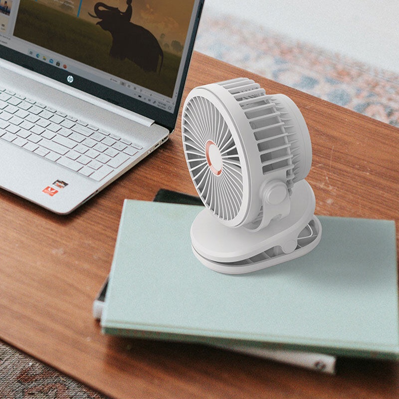 Quạt sạc điện mini kẹp bàn,Quạt mini tích điện thông xoay 360,pin tốt chạy êm 10000mah, không gây tiếng ồn,4 chế độ gió