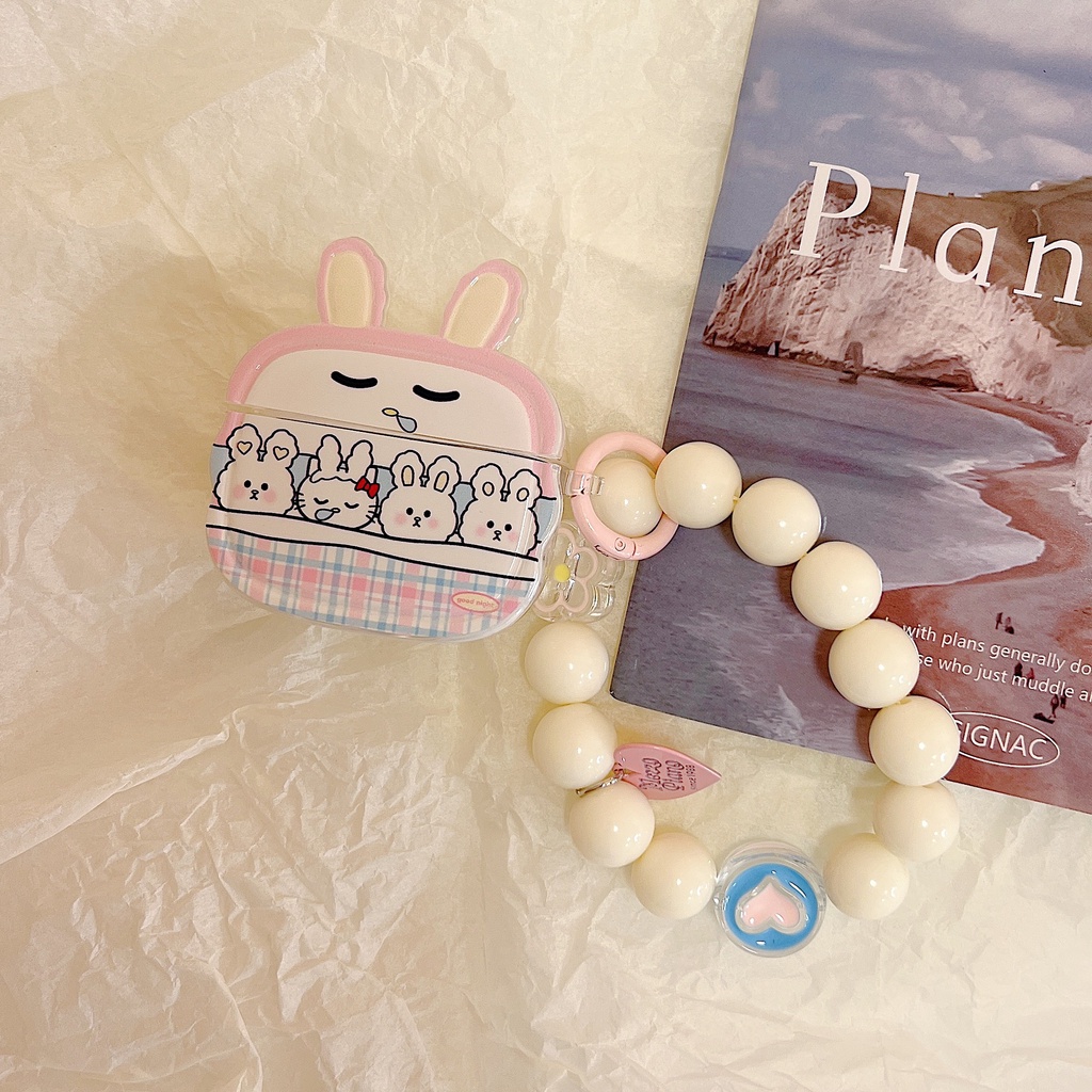 Vỏ Bảo Vệ Hộp Sạc Tai nghe không dây AirPods 1 2 3 Pro2 2022 Bằng Tpu Mềm Trong Suốt Hình Thỏ / Ếch 3D Dễ Thương