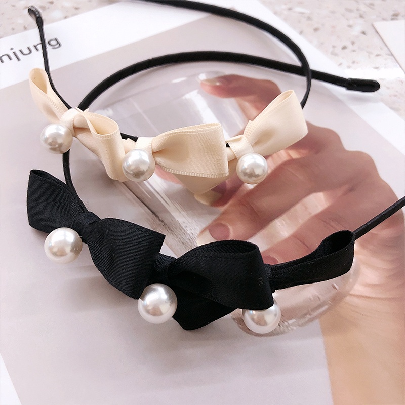 Cài Tóc Nơ Màu Trắng Đen Đơn Giản Thời Trang Cho Nữ