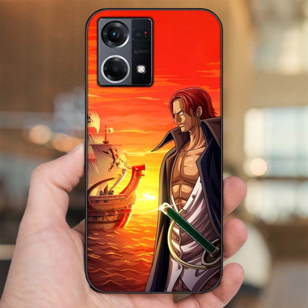 Ốp lưng Oppo Reno 8 4G viền đen in hình Shanks One Piece Đảo Hải Tặc