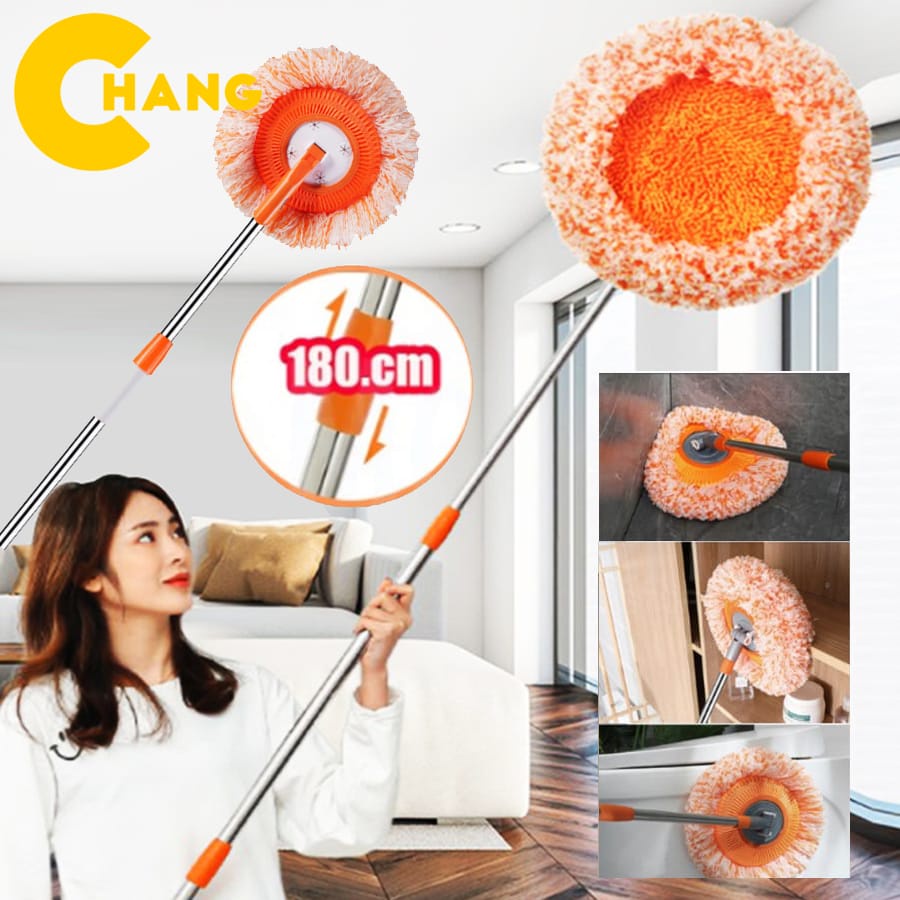 Chổi Quét Trần Nhà Cán Kéo Dài 180Cm ,Cây Lau Trần Nhà Hình Hoa Hướng Dương Xoay 180 Độ Giúp Bạn Làm Sạch Mọi Ngóc Ngách