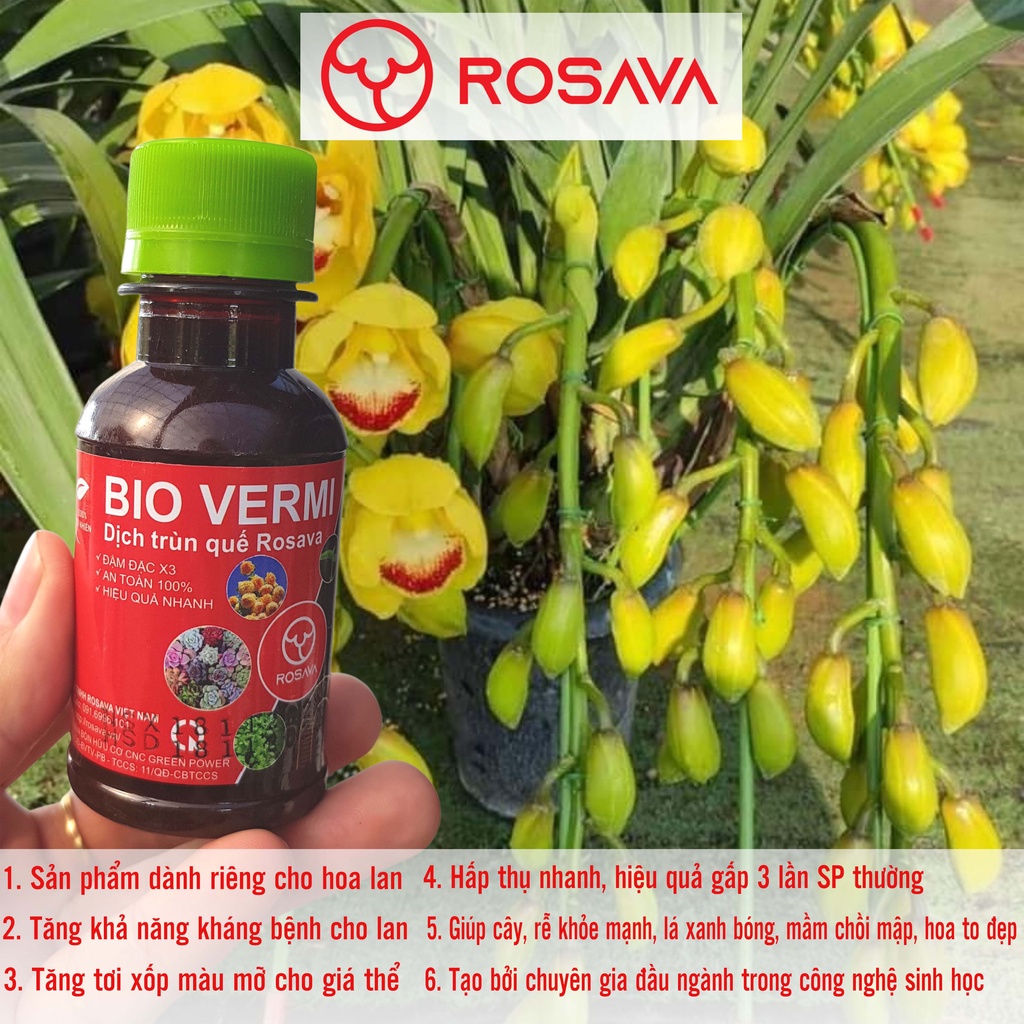 Phân trùn quế hoa lan, dịch trùn quế bón lan hữu cơ vi sinh Bio Vermi nguyên chất ROSAVA