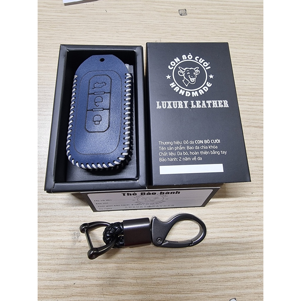 Bao da chìa khoá Ford Territory 2022-2023, da bò nguyên tấm, Bảo hành 2 năm, Khắc tên sđt chủ xe