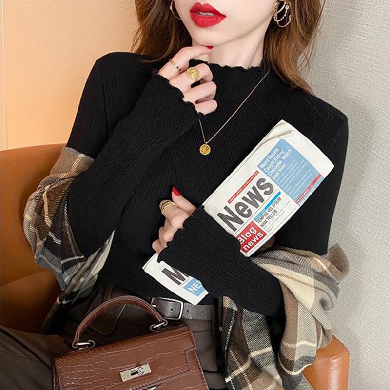 🍒CHERRYKOKO Áo Len dệt kim tay dài cổ lọ phong cách Hàn Quốc 5 tùy chọn màu sắc, Áo Len kiểu cực ấm