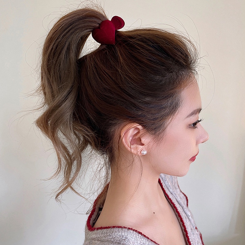 Kẹp tóc đuôi ngựa CHLINS thiết kế trái tim nhiều màu sắc tùy chọn thời trang Hàn Quốc dành cho nữ