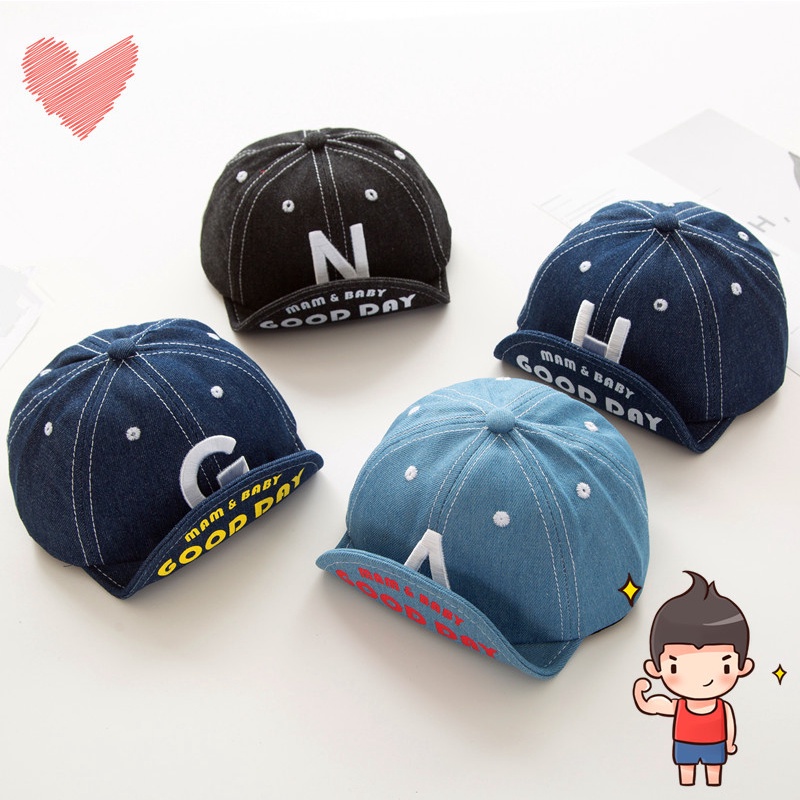 Mũ Lưỡi Trai Denim Thêu Chữ - Mũ Bóng Chày Năng Động Cho Bé Từ1 -3Tuổi