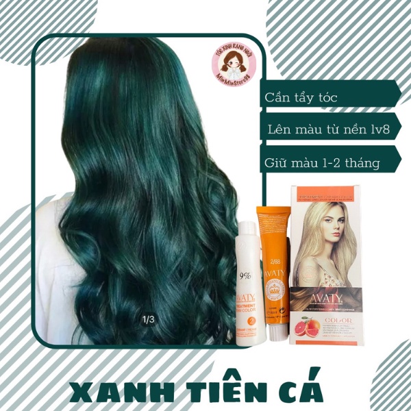 Combo Nhuộm Tóc Tại Nhà Xanh Tiên Cá ( TẶNG OXY DƯỠNG+ GĂNG TAY + HDSD)