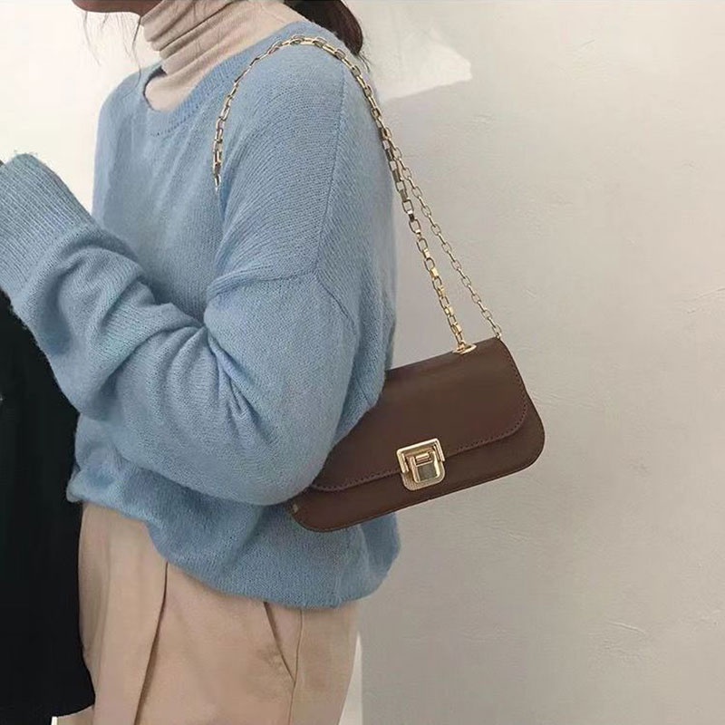 Mischa Túi Xách Da PU Màu Trơn Phong Cách Phương Tây Thời Trang Cao Cấp