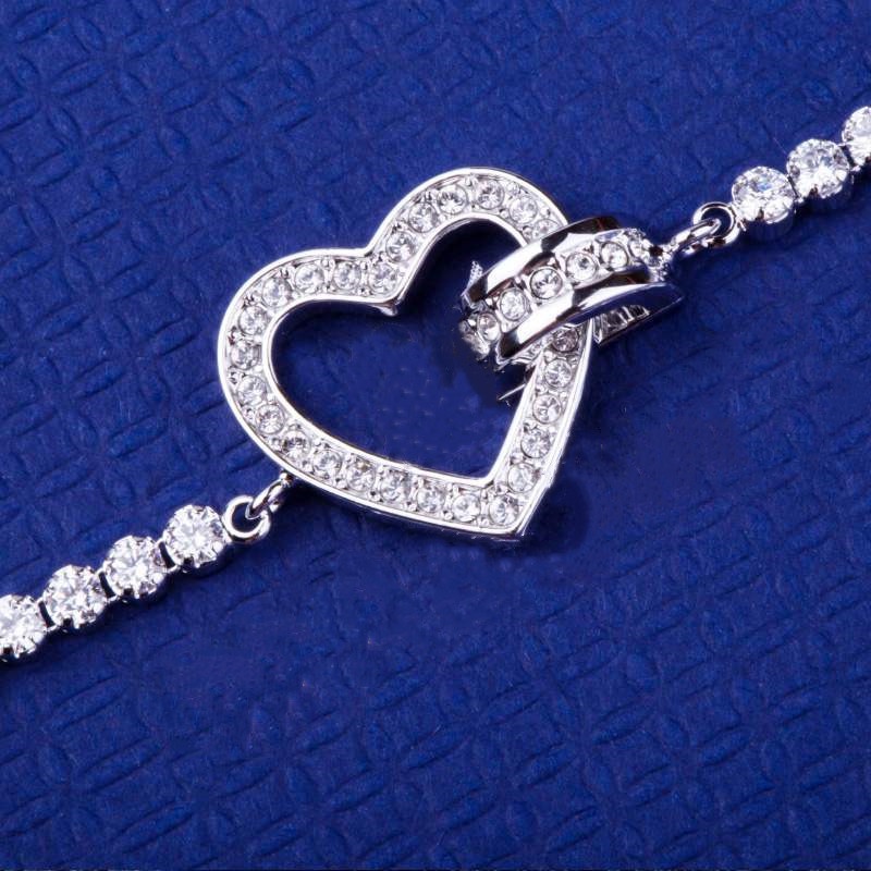 Vòng Tay Dạng Kéo Hình Trái Tim Pha Lê Đơn Giản Thời Trang Phiên Bản Giới Hạn Cho