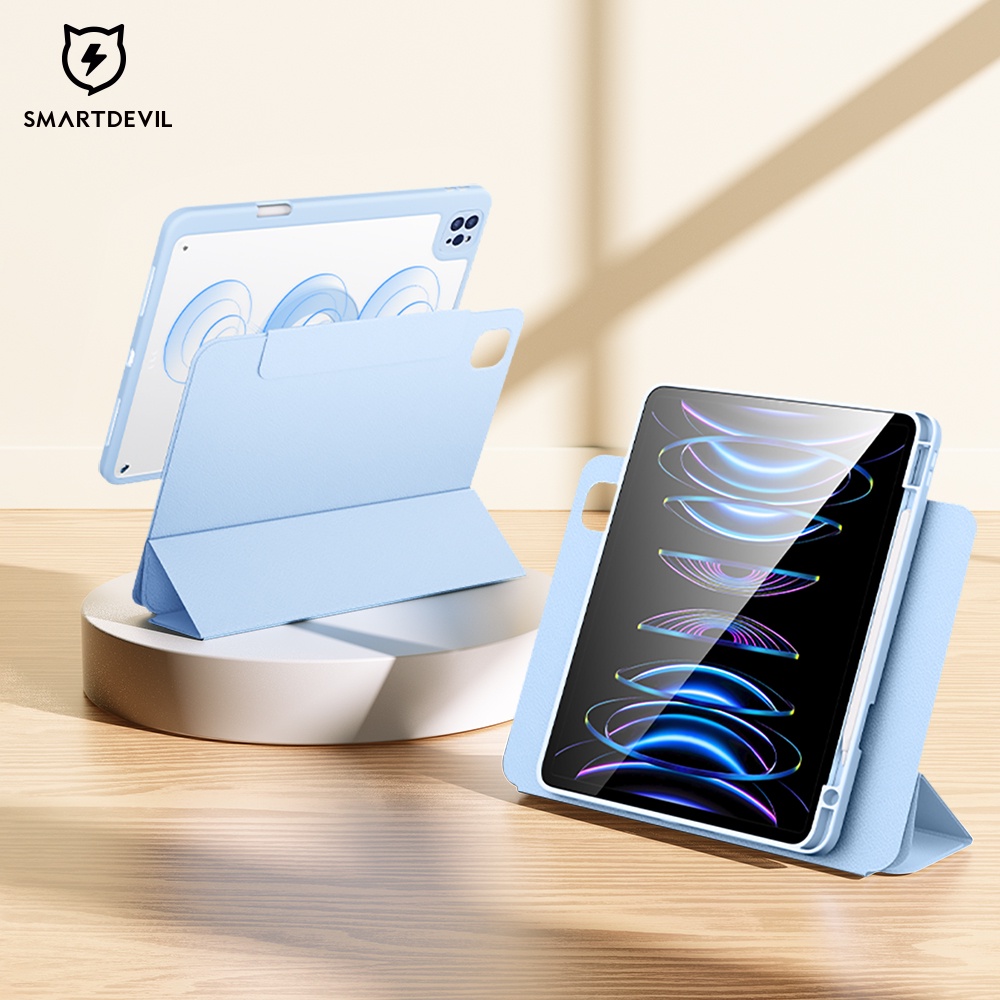 SmartDevil Bao da máy tính bảng SMARTDEVIL gập làm ba thành giá đỡ nam châm acrylic thích hợp cho iPad Air 5/ 4/ 10 2021 2020 2019