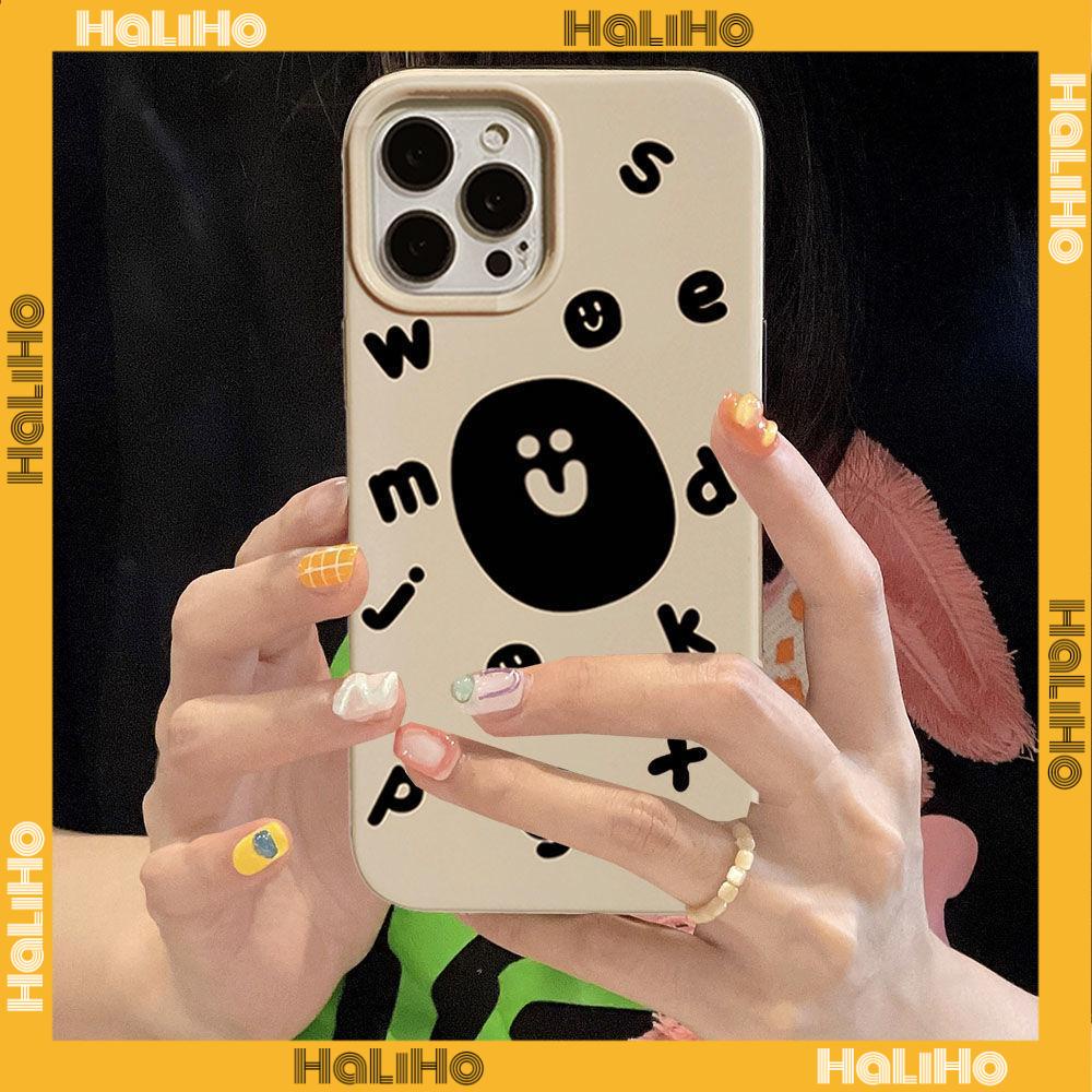 Case For iPhone 14 Pro Max Soft TPU Candy Case Creative Smiley Alphabet Glossy Khaki Cover Camera Protection Shockproof For iPhone 13 12 11 Pro Max 7 8 Plus X XR