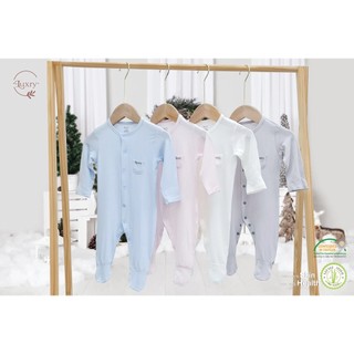 Body dài tay liền tất Luxry vải sợi tre gân cho bé sơ sinh