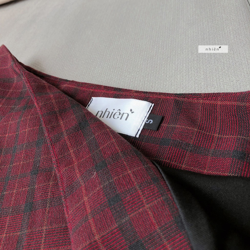 Chân váy nữ - chân váy caro chữ A ngắn nhiennhienvintage BV83