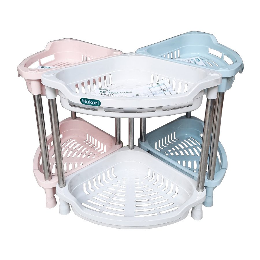 Kệ Góc Nhựa Kệ Tam Giác 2 tầng/ 3 tầng HOKORI Inox, Khay tam giác Nhựa Việt Nhật Cao Cấp Đựng Đồ Đa Năng Nhiều Màu Sắc
