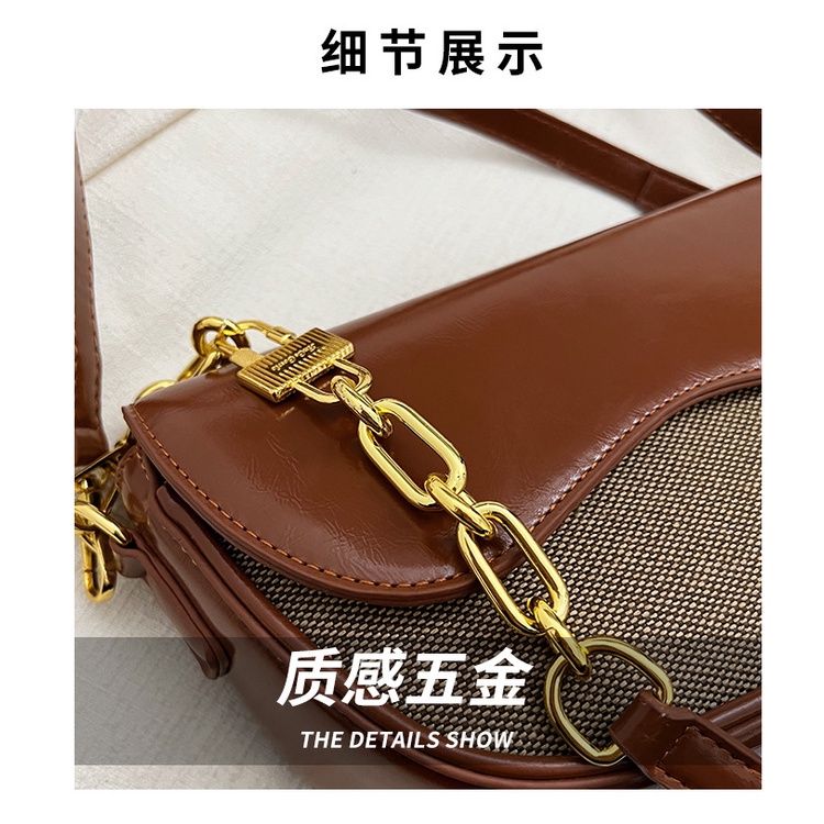 Túi Xách JASMIN NOIR Đeo Chéo Chất Liệu Da PU Hình Yên Ngựa Cho Nữ