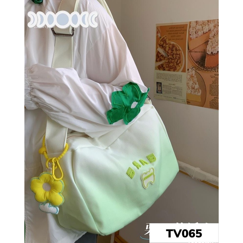 Túi đeo chéo vải canvas phối màu loang phong cách hàn quốc đi học đi chơi TV065 vải loang EARE