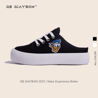 Giày Sục Thể Thao Nữ Độn Đế Hở Gót Dáng Bánh Mì Ulzzang Hàn Quốc Màu 2 Đen Trắng giayBOM B1356