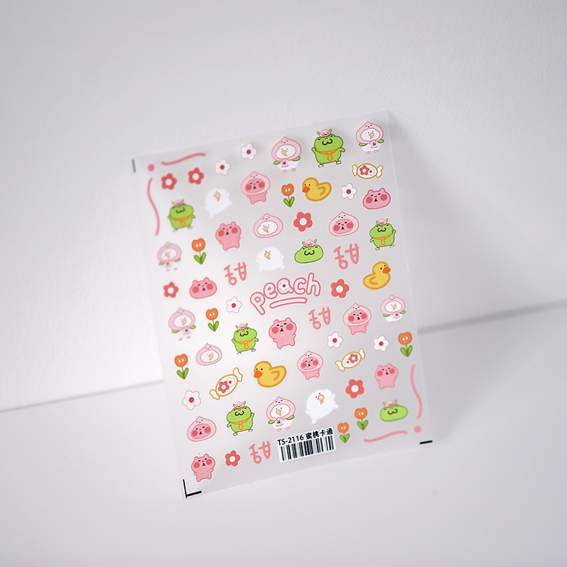 Miếng Dán Trang Trí Móng Tay Hình Quả Đào Hoạt Hình 5d ts-2115