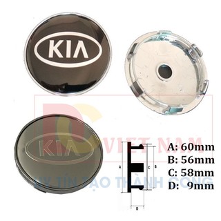 1 CHIẾC Logo chụp mâm ốp lazang vành bánh xe ô tô hãng xe KIA - Đường kính 60mm KIA-60