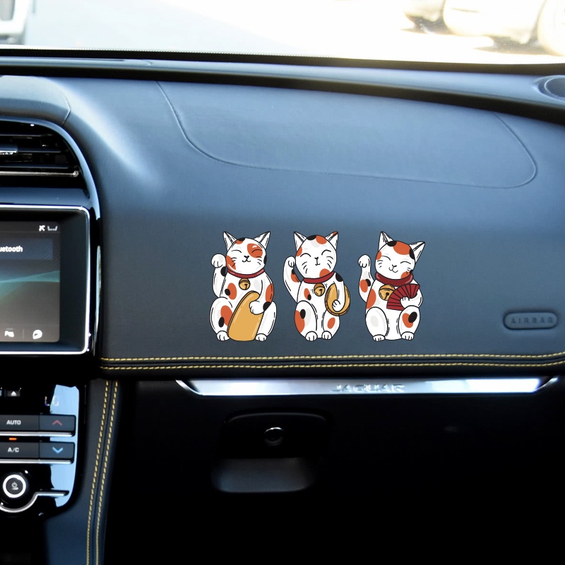 Miếng Dán Trang Trí Xe Hơi Chống Thấm Nước Hình Mèo Năm Mới Dễ Thương