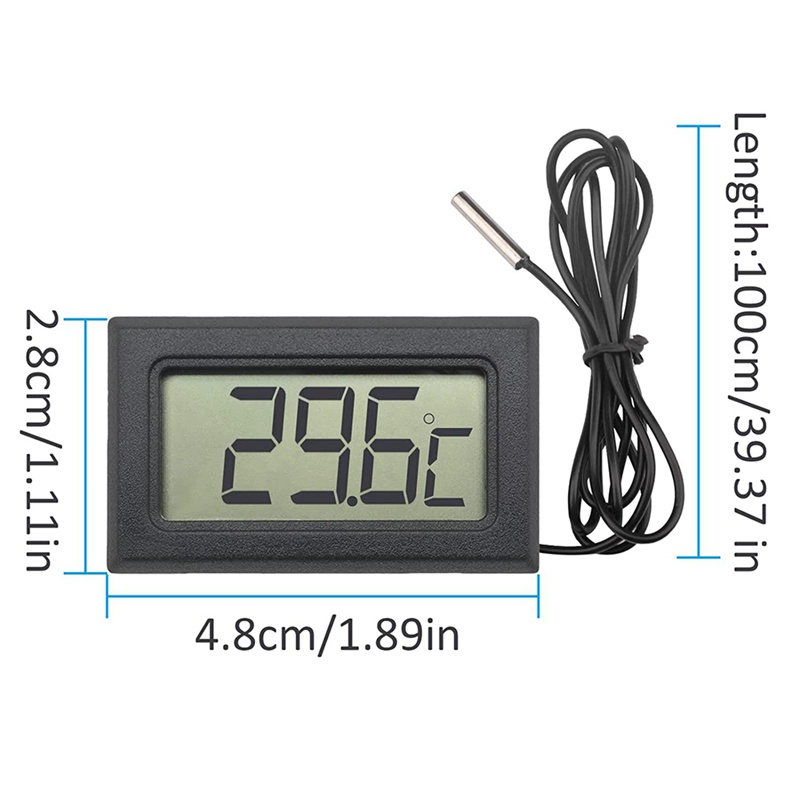 1 Bộ Nhiệt Kế Kỹ Thuật Số LCD Với Đầu Dò 1M NTC - 50°Phụ Kiện C - + 110 110 Chất Lượng Cao°Màn Hình Nhiệt Độ ABS Chữ C Cho Tủ Lạnh Tủ Lạnh Tủ Lạnh Hồ Cá
