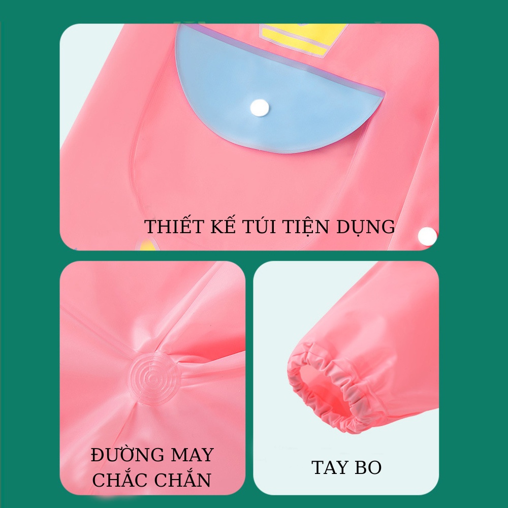 Áo mưa trẻ em cao cấp Smally (đeo được cặp, phản quang, có gờ chắn nước hắt, chống nước tốt). Áo mưa cho bé cao cấp