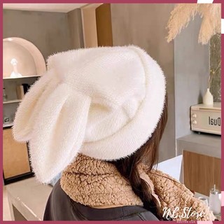 Mũ Len Lông Thỏ Tai Thỏ Hạt Gạo Có Lót Lông Siêu Mềm